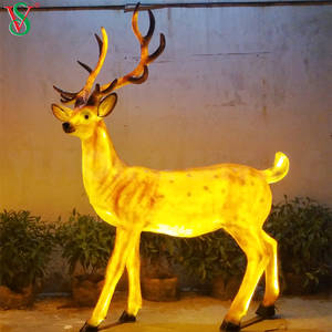 Estátua animal de resina de fibra de vidro led iluminado cervo natal rena escultura motivo luzes