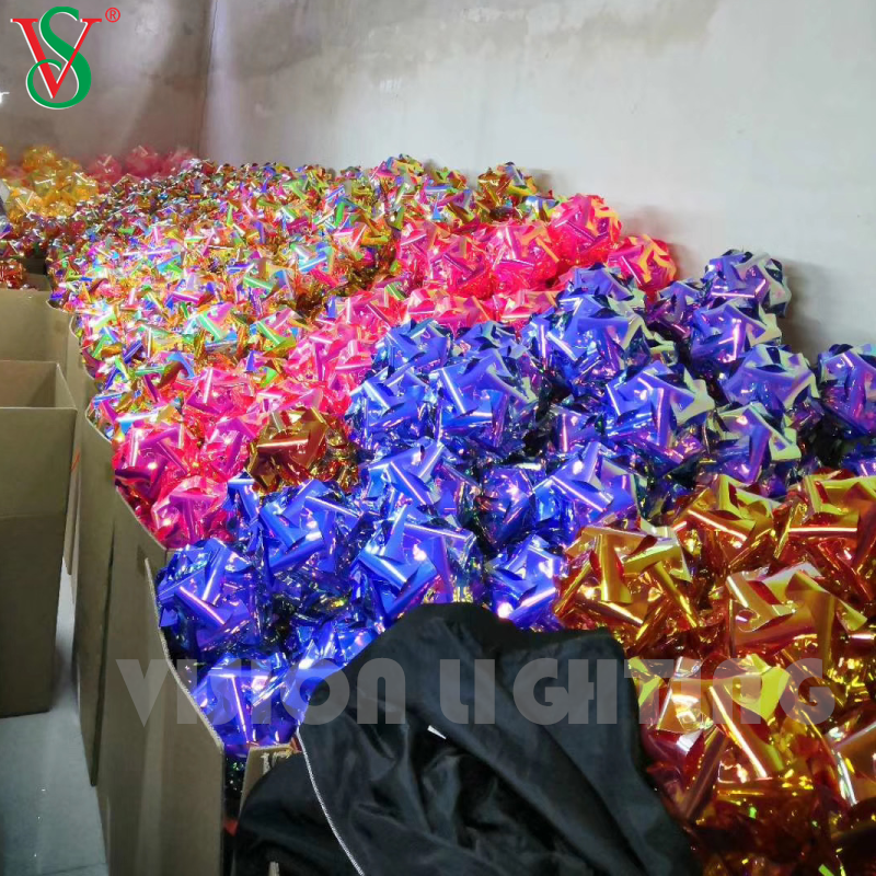 Pingente de fada de Natal LED luz estrela de bola de PVC para decoração de suspensão de árvore ao ar livre