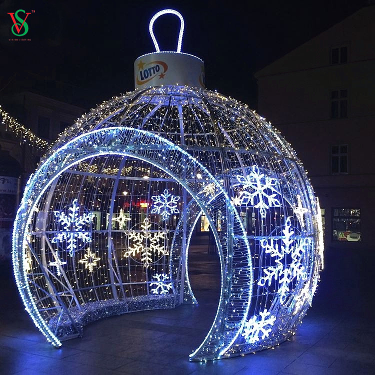 Grande luz de motivo externo em forma de bola de arco 3D para decoração de Natal