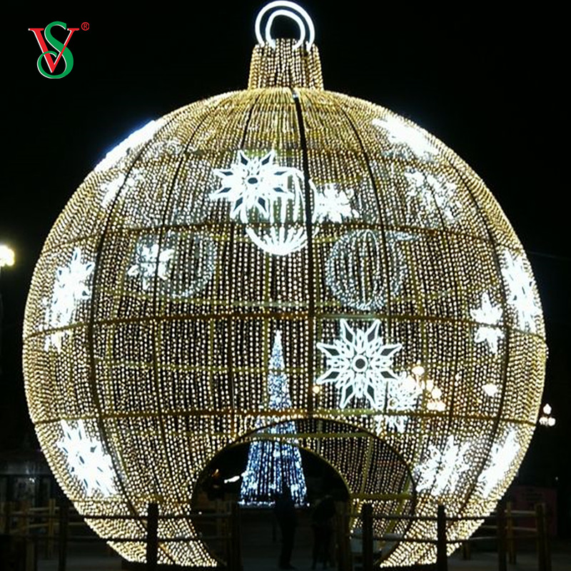 Ornamentos decorativos ao ar livre LED esfera 3D luz de motivo de bolas gigantes de Natal