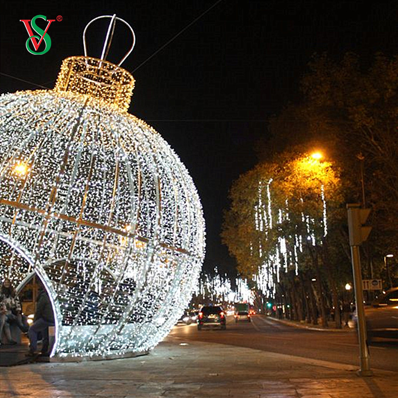 Memorável noite de férias LED decoração gigante bola motivo luz para rua de Natal ao ar livre
