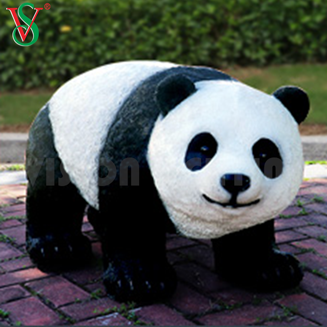 A luz acrílica da panda da fibra de vidro iluminada exterior da decoração conduziu a escultura animal do motivo 3D