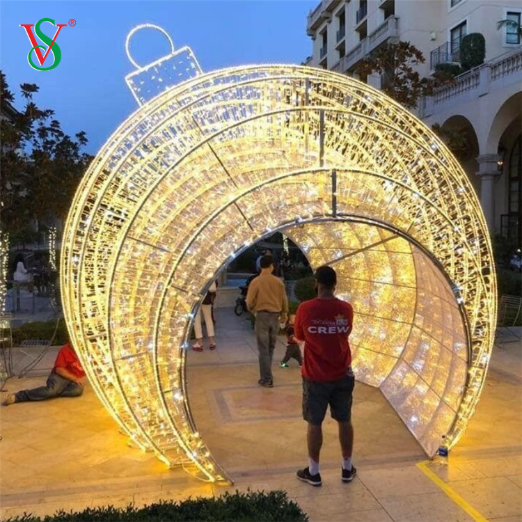 Grande luz de motivo externo em forma de bola de arco 3D para decoração de Natal