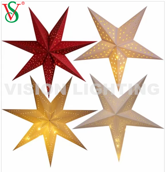 Luzes penduradas à prova d'água com motivo de estrela da Morávia para decoração de árvore de Natal