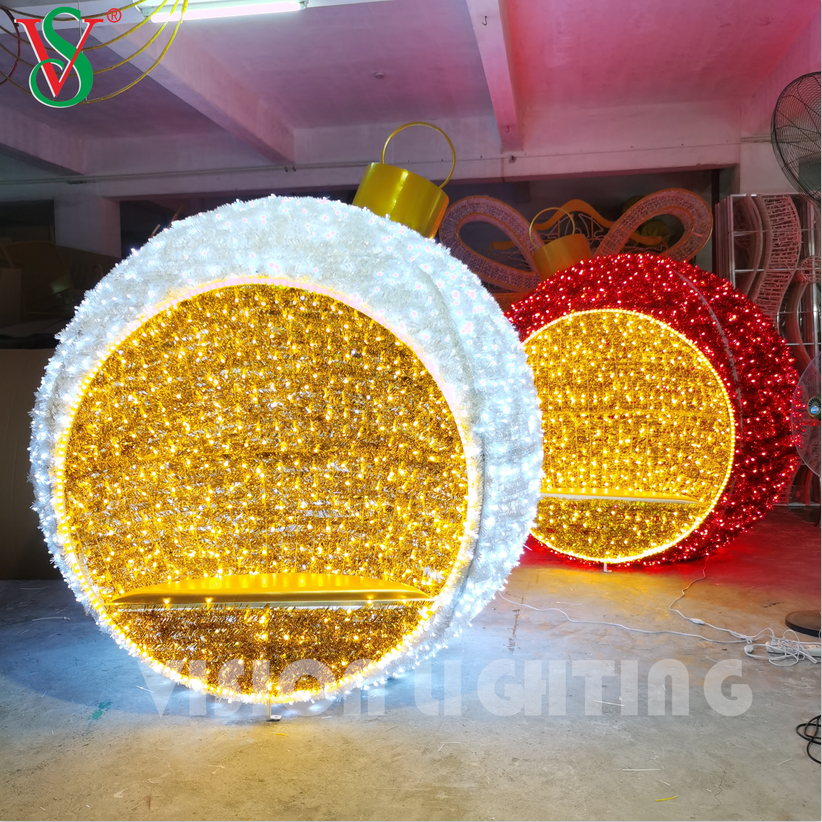 3D iluminado esfera de natal gigante redondo arco de bola de bola de decoração luz para a rua ao ar livre