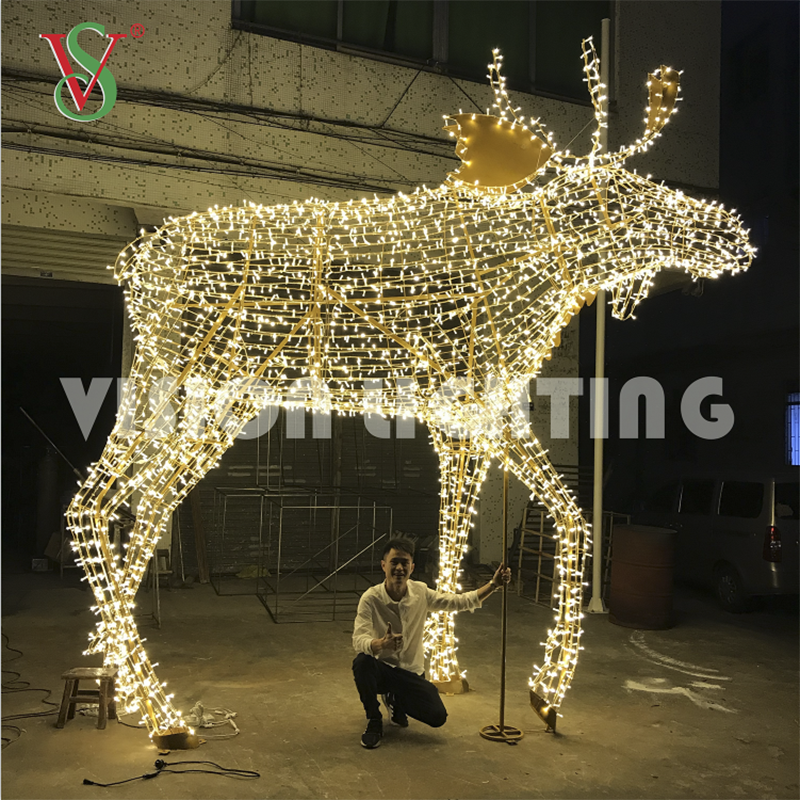 Grande 3D LED Rena Motif Light Outdoor Natal Decorativo Veado Iluminado