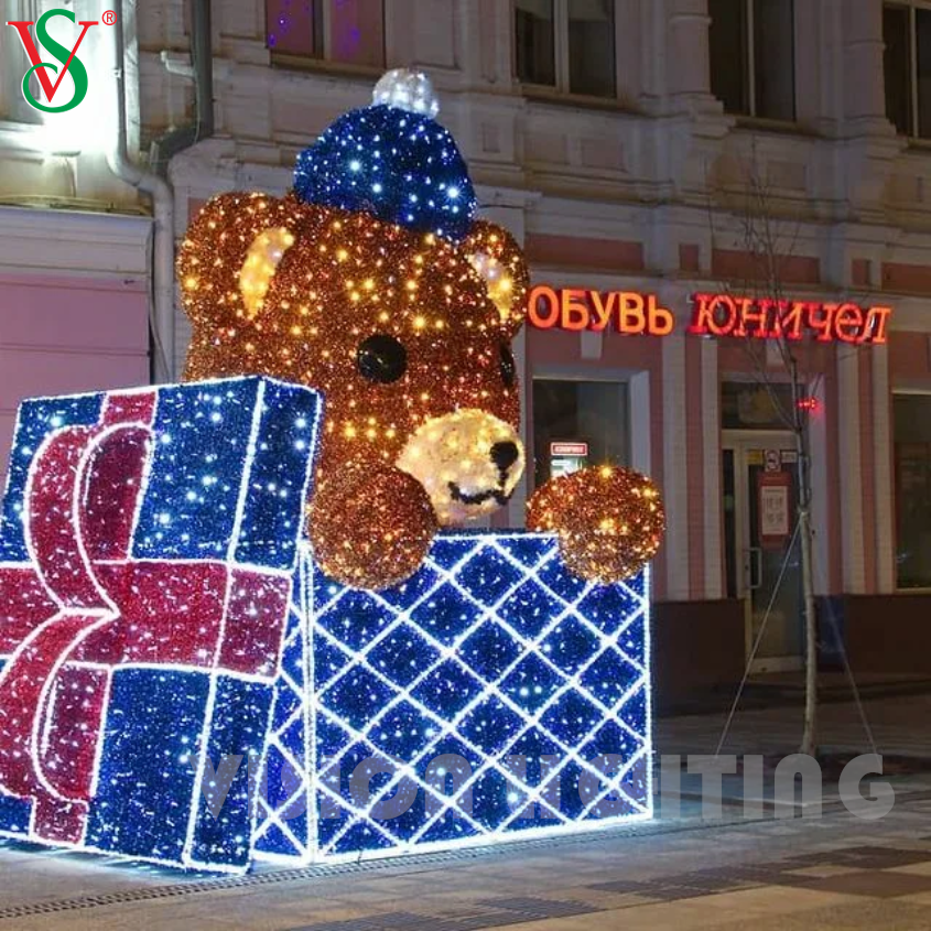 LED BARLE GIGANTE DE LUZ 3D Teddy Bear Lights para decoração de Natal ao ar livre