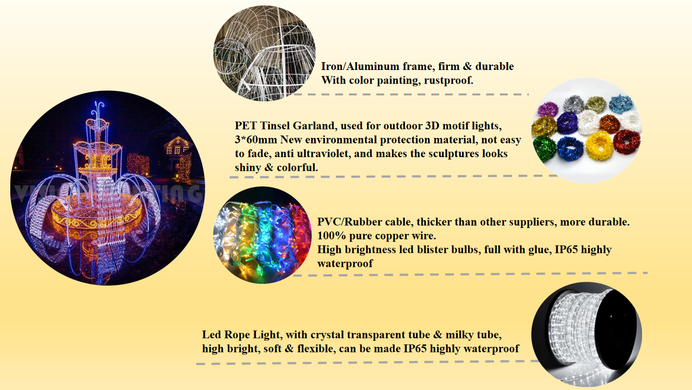 Escultura de motivos de fonte de luz LED 3D para decora&ccedil;&otilde;es de paisagem ao ar livre