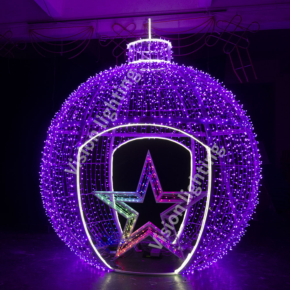Decoração de natal Uso ao ar livre 3D pixels programáveis ​​rgb led bola arco motif luzes