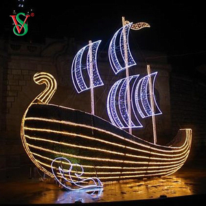 Luz de LED gigante 3D com motivo de navio para barco para decoração de férias ao ar livre