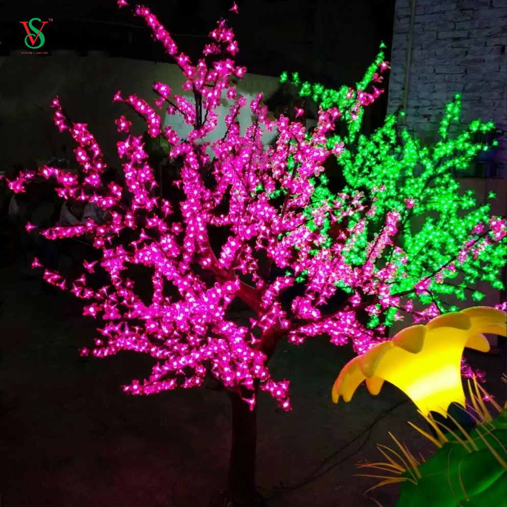 Luz branca artificial flor de cerejeira para decoração de palco de parque de casamento