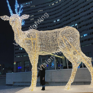 Decoração de natal ao ar livre motivo de escultura 3d animal gigante personalizado led luz de veado