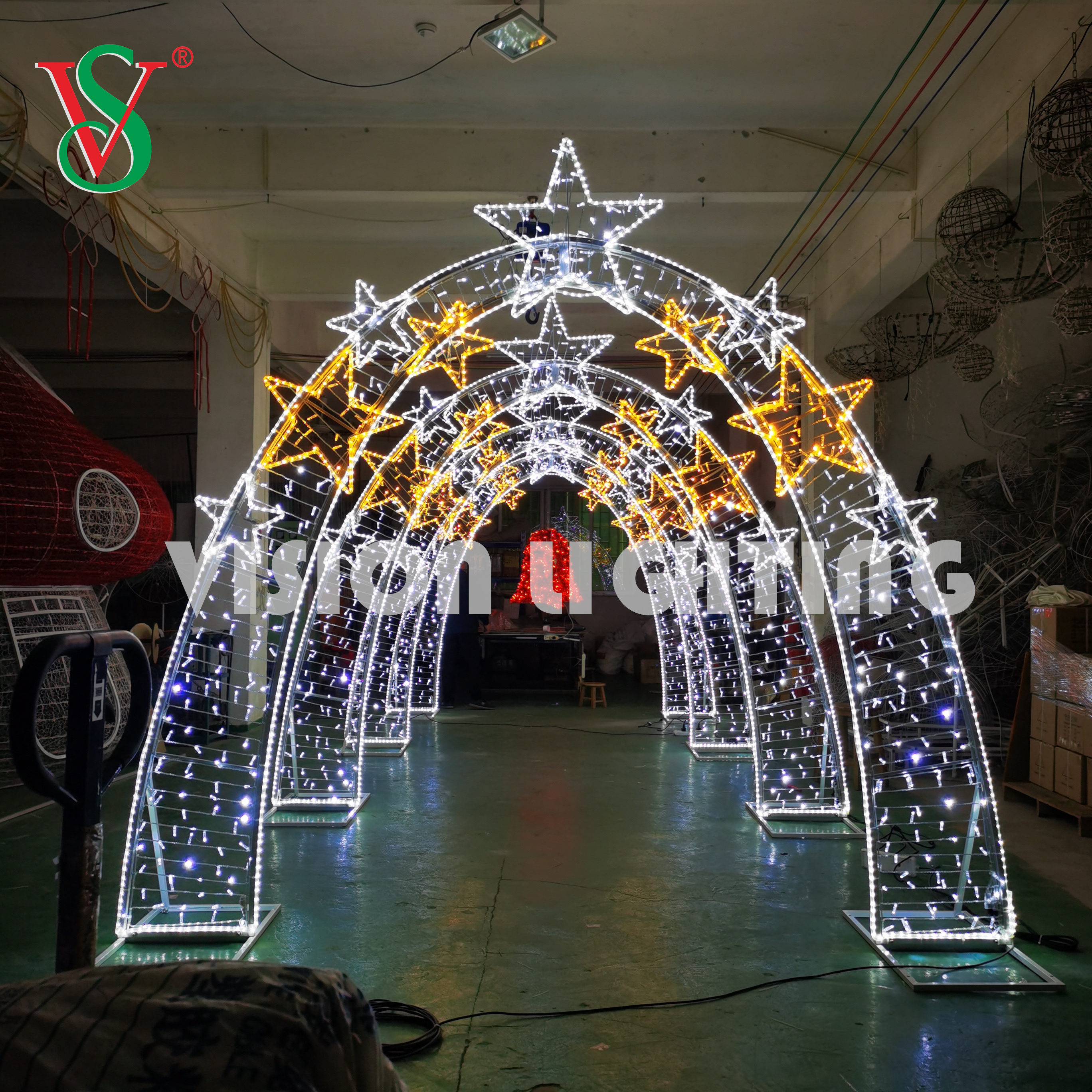 Arcos gigantes ao ar livre arco romântico motivo 3D luz para decoração de dia dos namorados