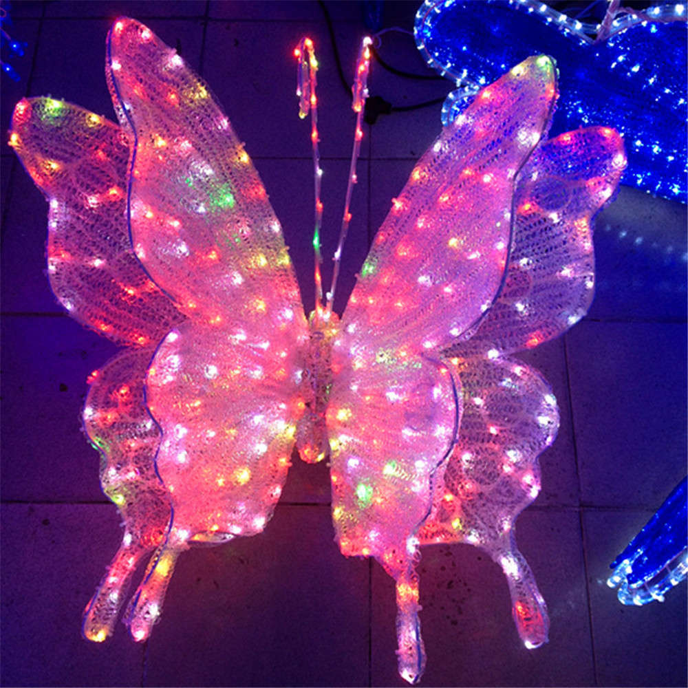 Decoração de borboleta iluminada RGB para casamento interno externo