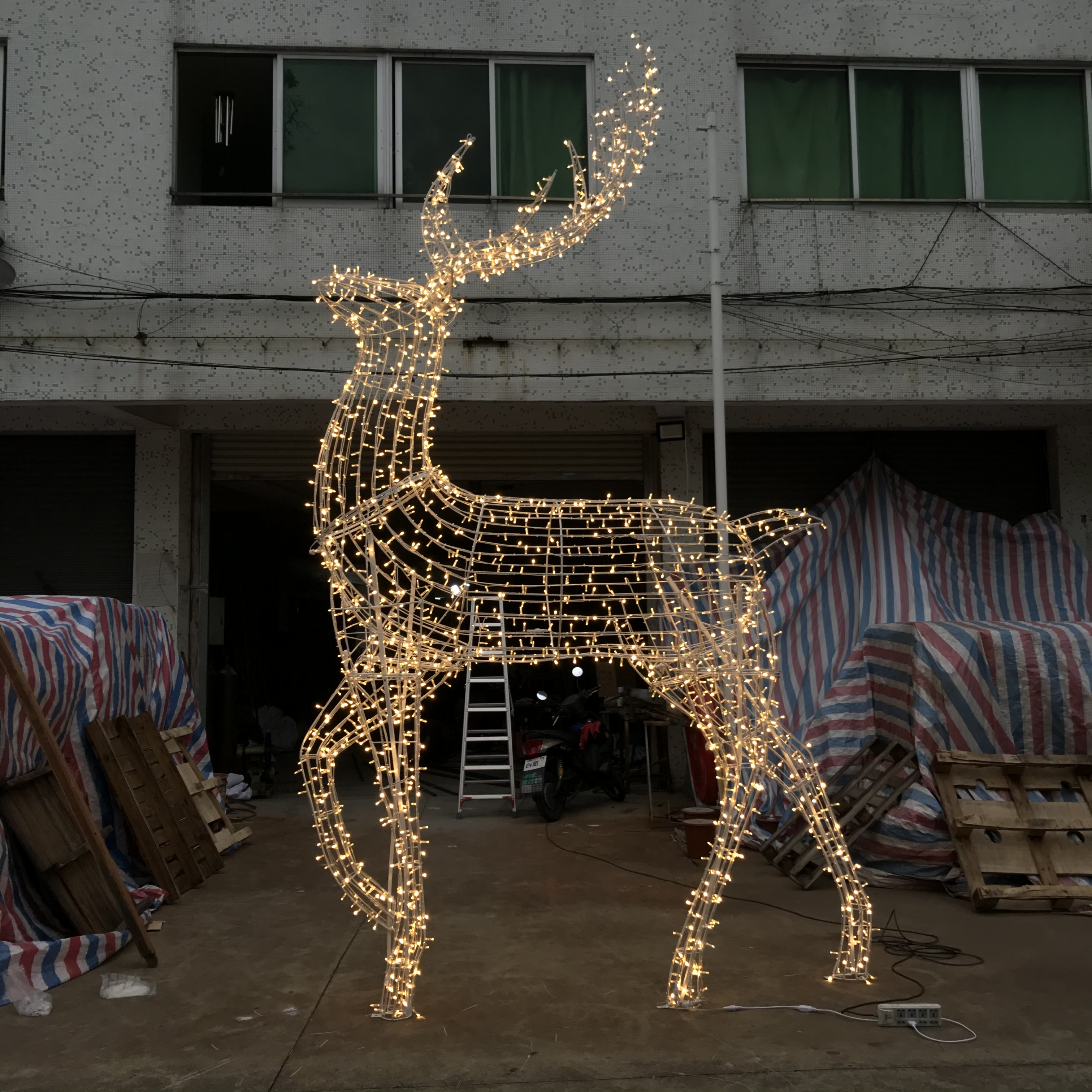 Grande 3D LED Rena Motif Light Outdoor Natal Decorativo Veado Iluminado