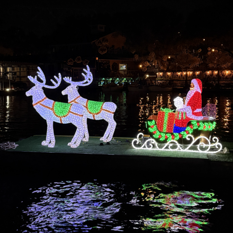 Motivo de rua do jardim ao ar livre rena de acrílico Santa Claus com luz de decoração de trenó