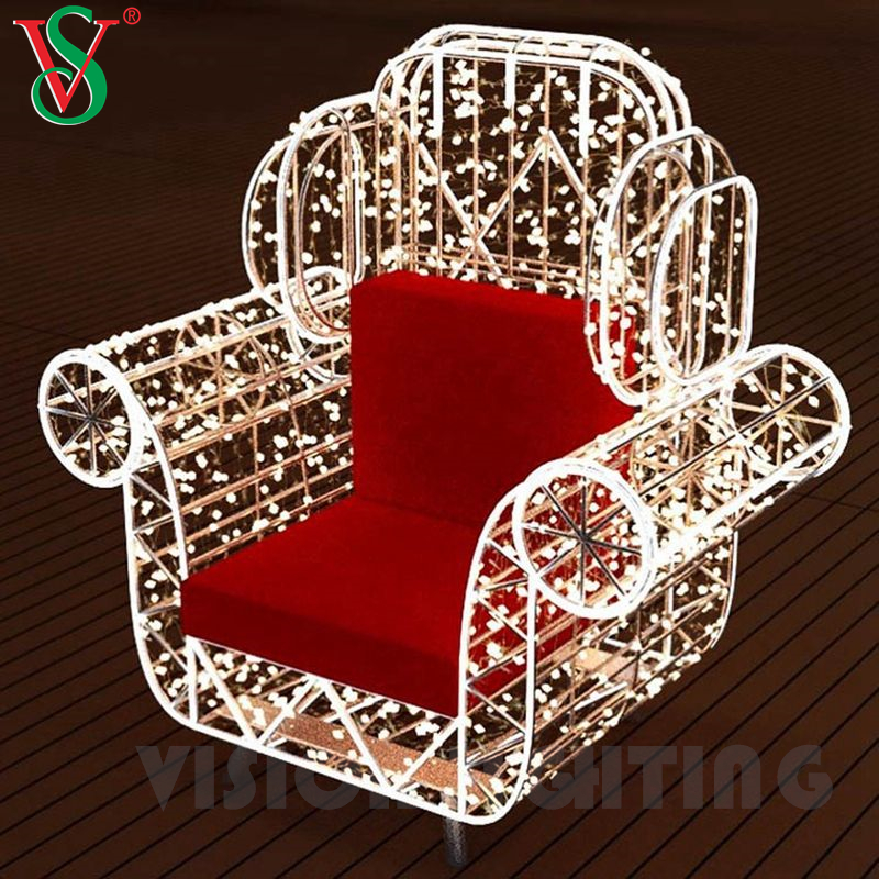 Luxo ao ar livre Fairy Christmas Prop Decoration LED Chair Motif Lights for Mall Plaza Street