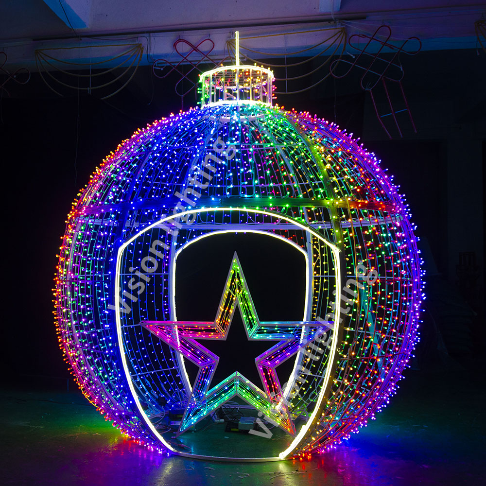 Decoração de natal Uso ao ar livre 3D pixels programáveis ​​rgb led bola arco motif luzes