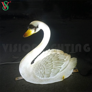 Fibra de vidro ganso resina animais escultura luz led cisne iluminado para jardim zoológico decoração ao ar livre