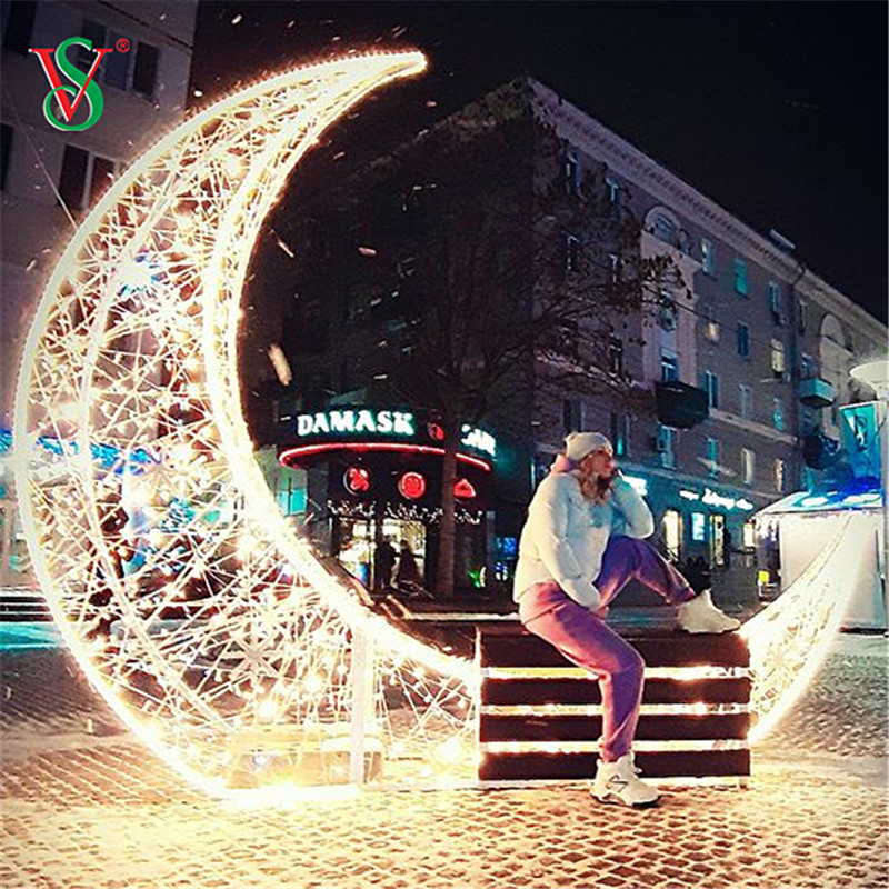 LED 3D Moon Star Motif Light para Ramadã Mubarak Eid Decoração de férias