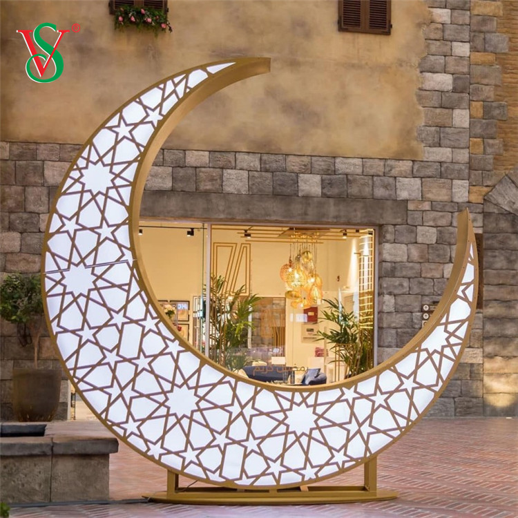 LED 3D Moon Star Motif Light para Ramadã Mubarak Eid Decoração de férias