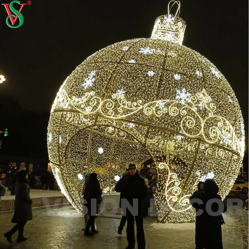 Bola guirlanda comercial ao ar livre luz 3D led arco bola decoração motivo natal luz