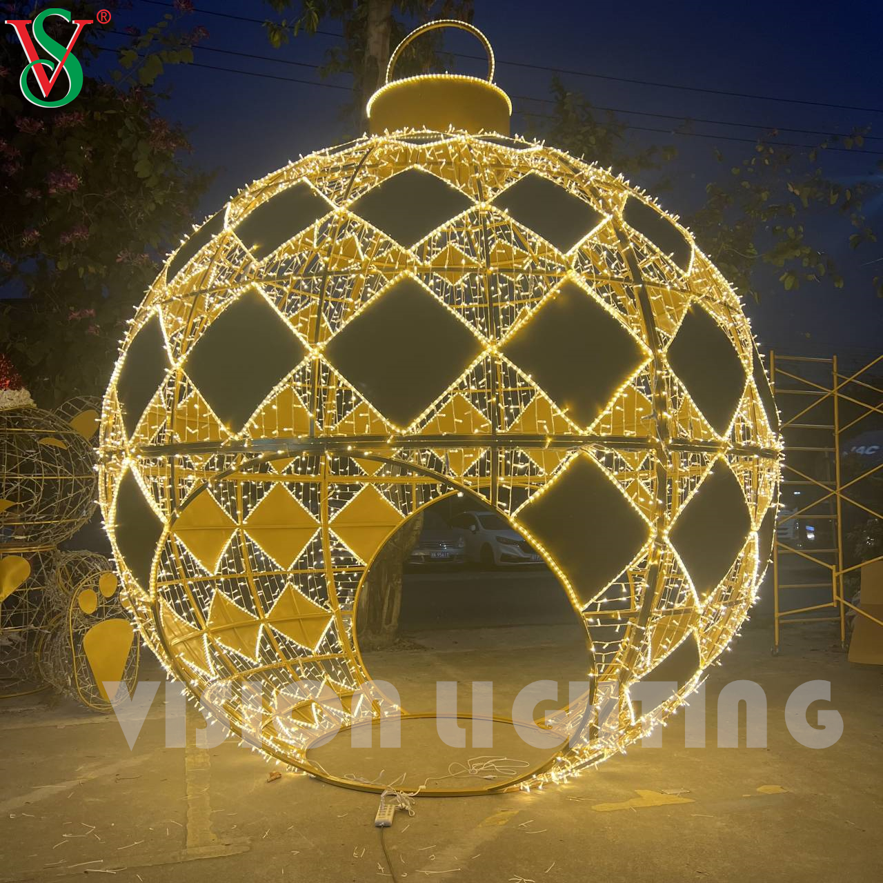 3D iluminado esfera de natal gigante redondo arco de bola de bola de decoração luz para a rua ao ar livre