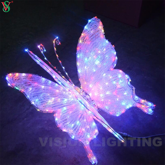 Decoração de borboleta iluminada RGB para casamento interno externo