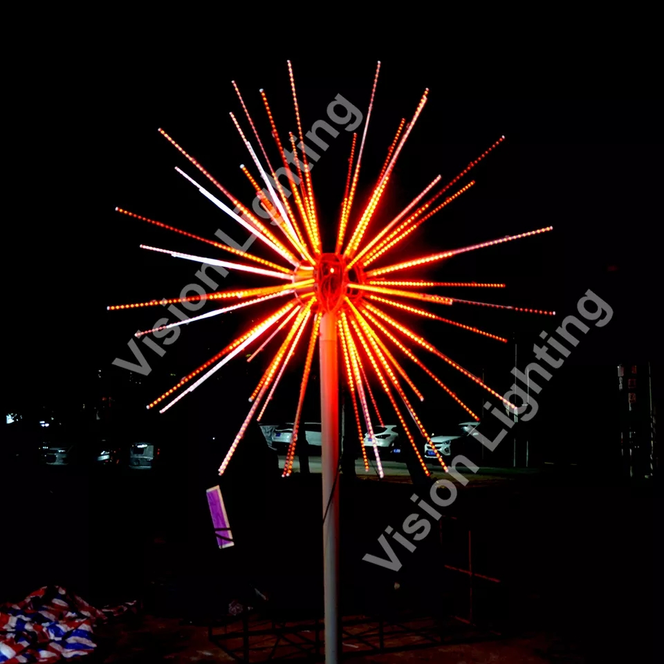 Decoração de Natal de LED ao ar livre 12V RGB Fireworks Tree Motif Light for Street