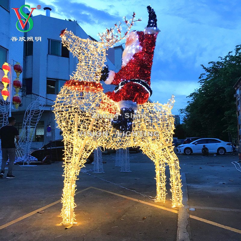 Grande 3D LED Rena Motif Light Outdoor Natal Decorativo Veado Iluminado