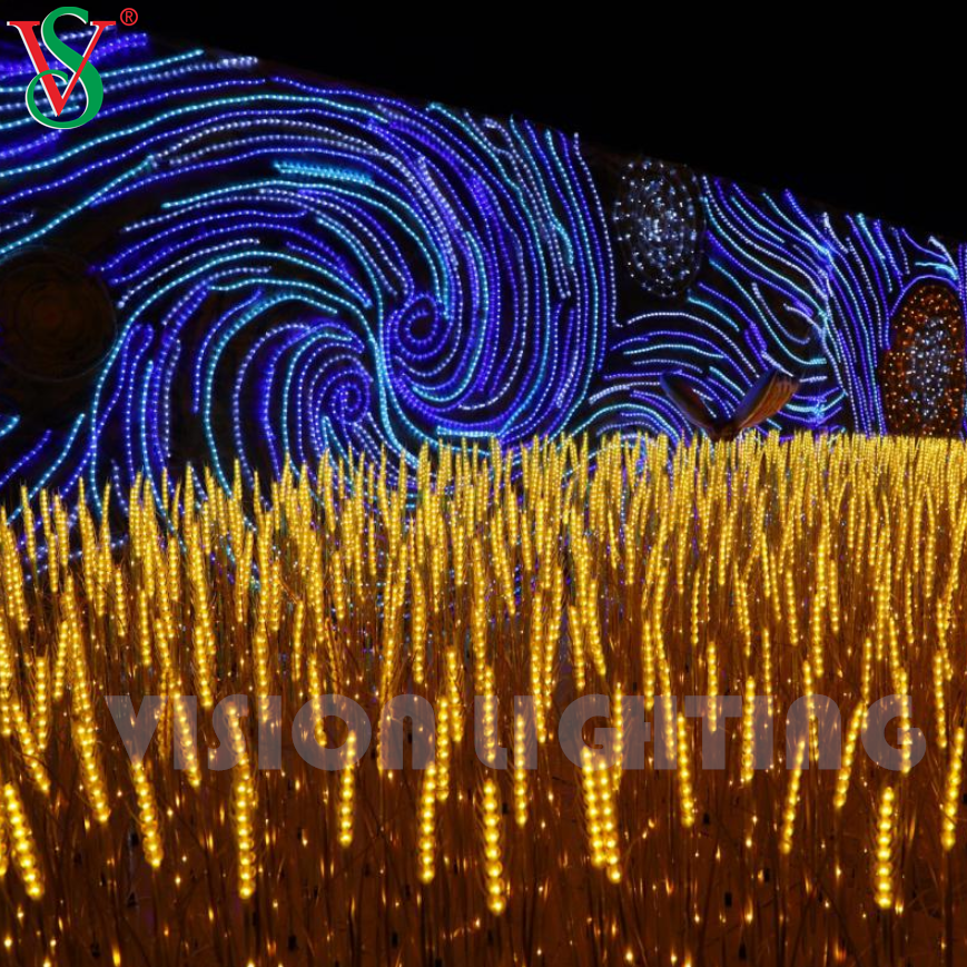 Luz de planta de flores de trigo real para a decoração da paisagem do jardim ao ar livre