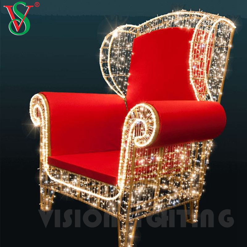 Luxo ao ar livre Fairy Christmas Prop Decoration LED Chair Motif Lights for Mall Plaza Street