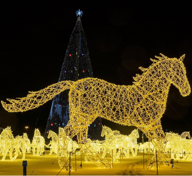 Escultura de cavalos de animais iluminados em 3D com luz de corda para decoração ao ar livre do Zoo Garden Park