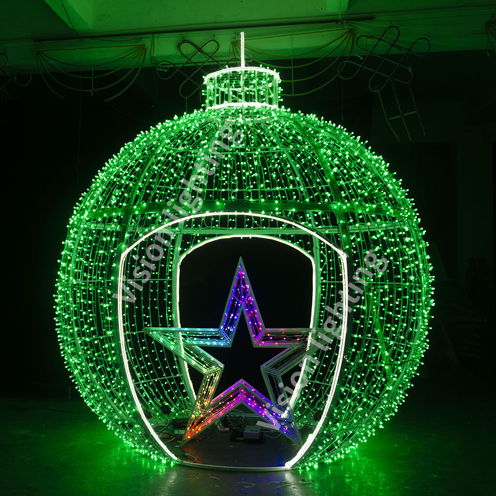 Decoração de natal Uso ao ar livre 3D pixels programáveis ​​rgb led bola arco motif luzes