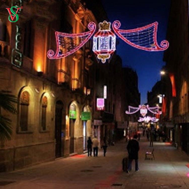 Luz de motivo de rua grande 2D pré-iluminada ao ar livre para decoração de rua comercial