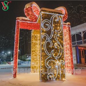 Decoração de natal ao ar livre 3D gigante iluminada caixa de presente com motivos de luzes para praça