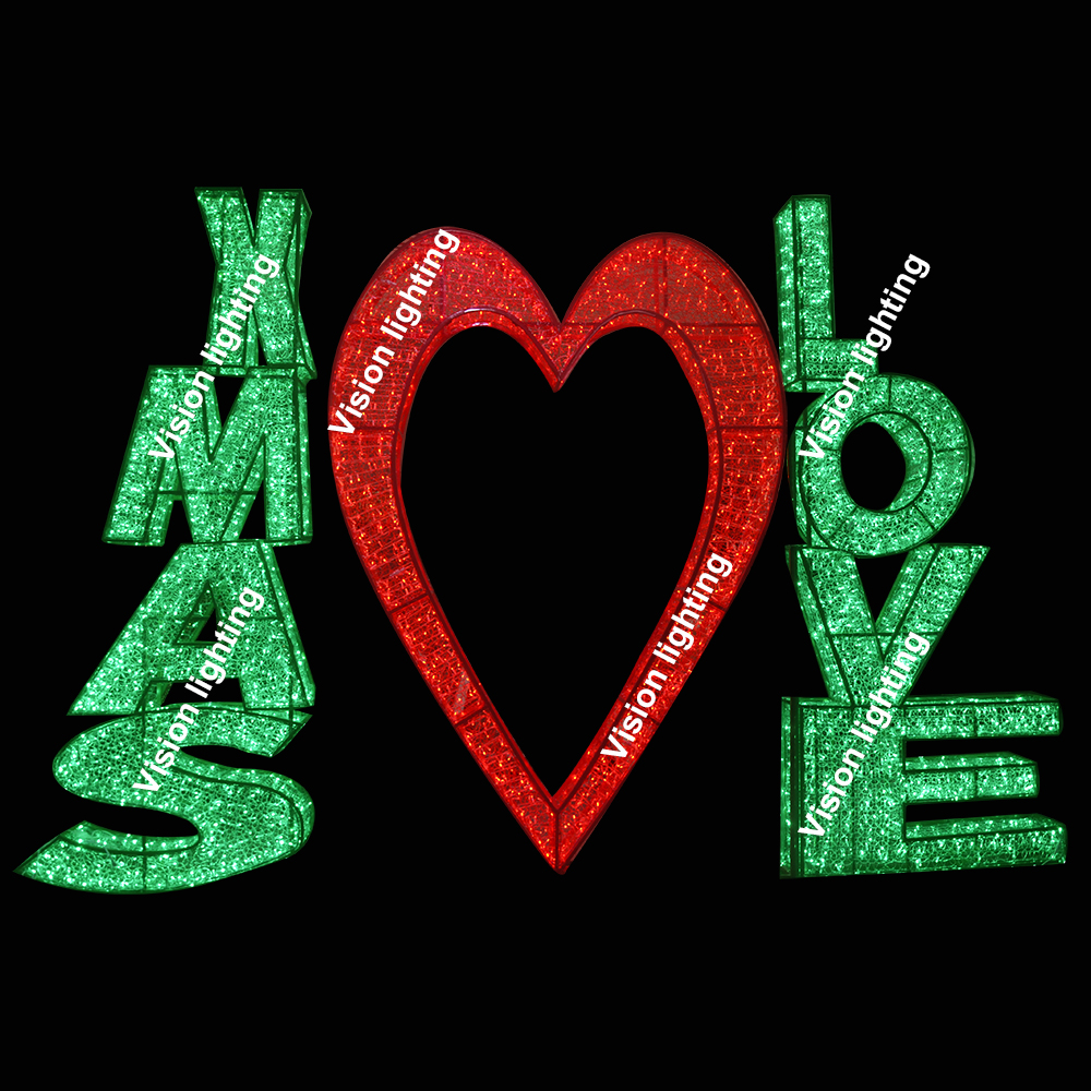 Decoração ao ar livre Paisagem IP65 Escultura 3D de alta qualidade led motivo de férias de Natal carta luz