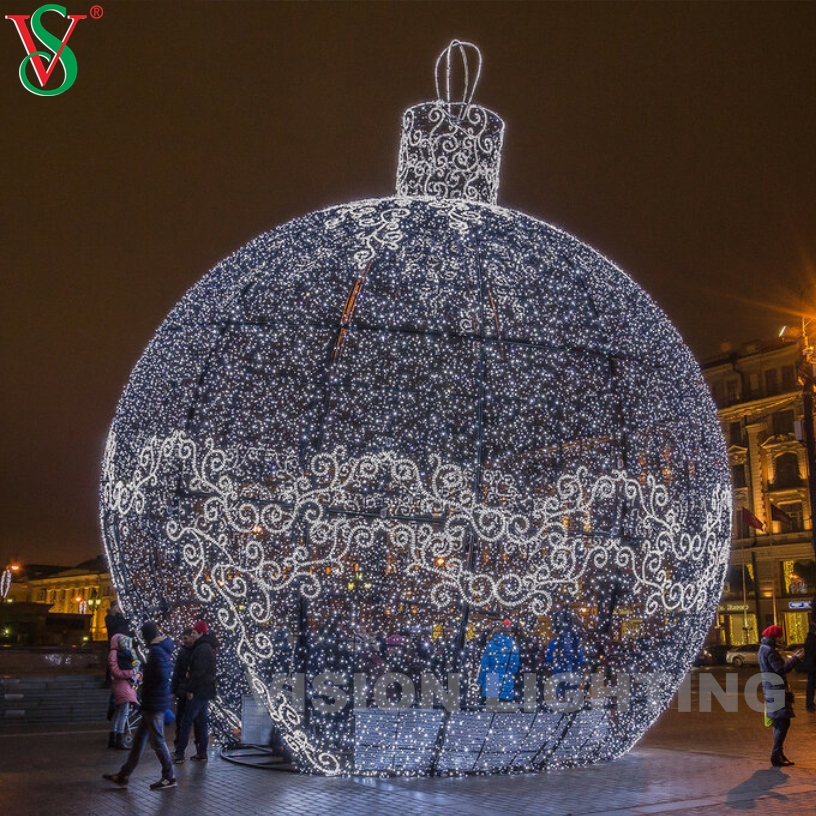 3D iluminado esfera de natal gigante redondo arco de bola de bola de decoração luz para a rua ao ar livre