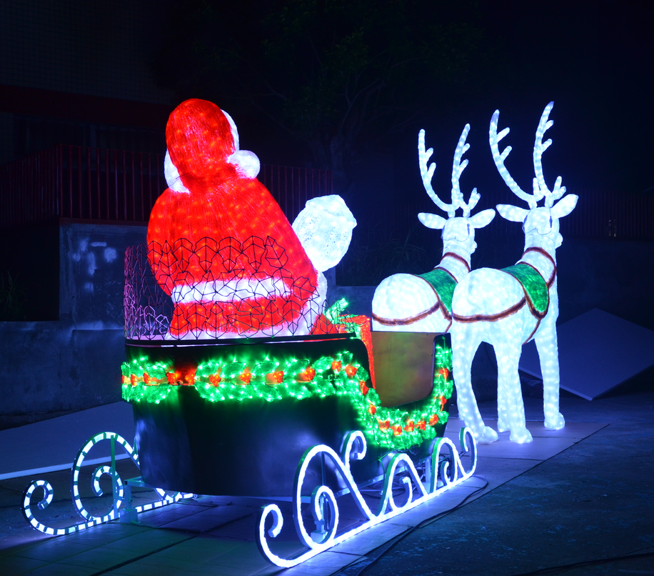 Motivo de rua do jardim ao ar livre rena de acrílico Santa Claus com luz de decoração de trenó