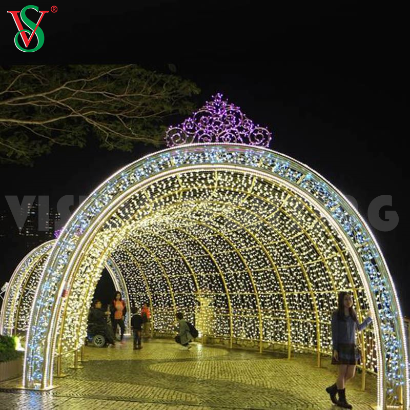 Navidad Luces ao ar livre túnel brilhante LED Illuminated Arch Motif Decoration Iluminação para exibição de Natal