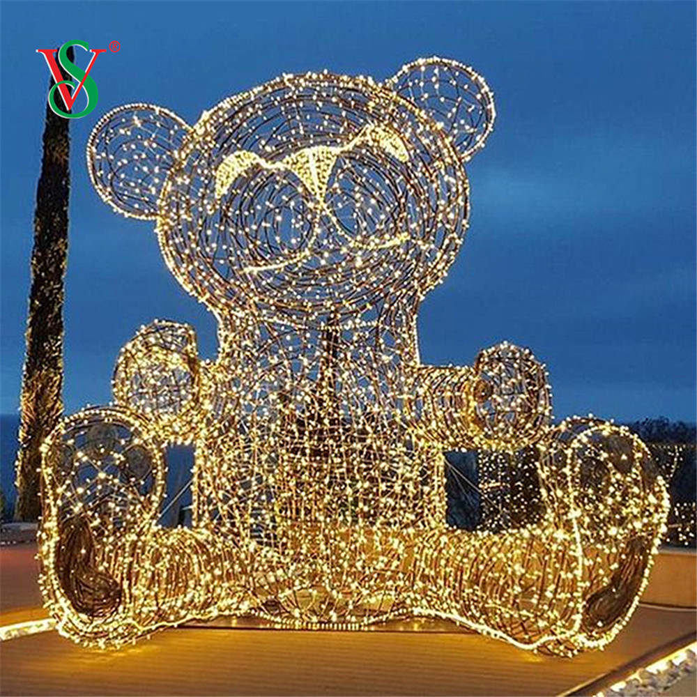 Luz de LED 3D com tema de ursinho de pelúcia para decoração de Natal