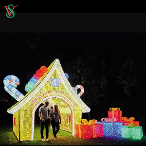 Luz de LED 3D grande ao ar livre com tema de casa de gengibre para show de luzes de Natal