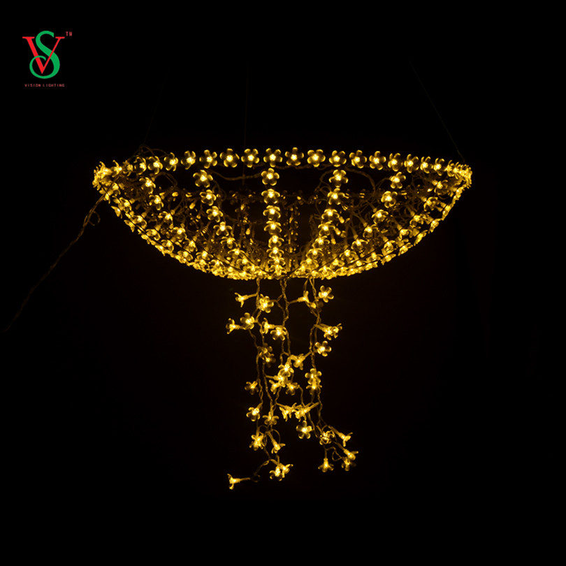 Luz animada para decoração de rua de Natal LED Sakura Umbrella Motif Light 