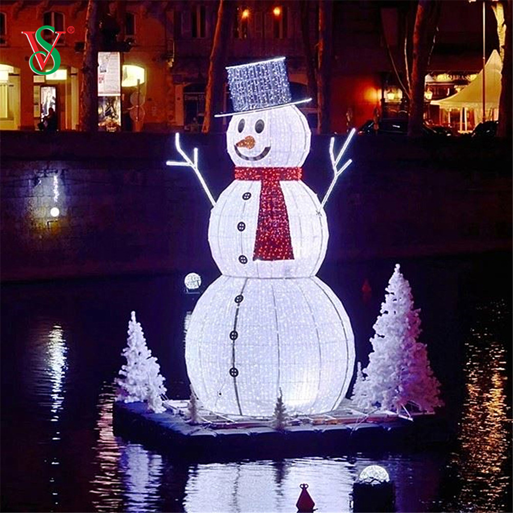 Grande boneco de neve 3D de LED para decoração de Natal ao ar livre
