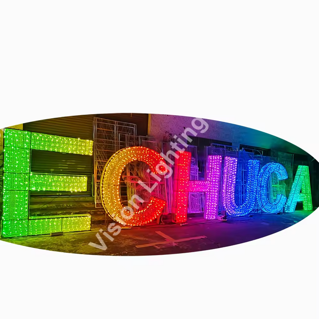 Decoração de escultura de carta personalizada Luzes de caracteres RGB para decoração ao ar livre