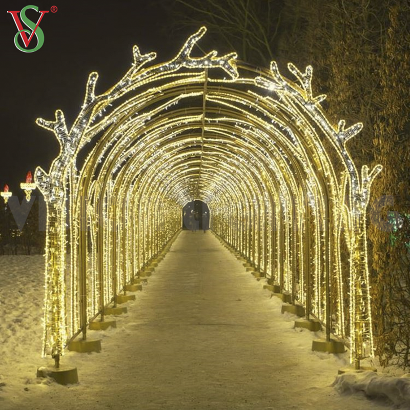 Navidad Luces ao ar livre túnel brilhante LED Illuminated Arch Motif Decoration Iluminação para exibição de Natal