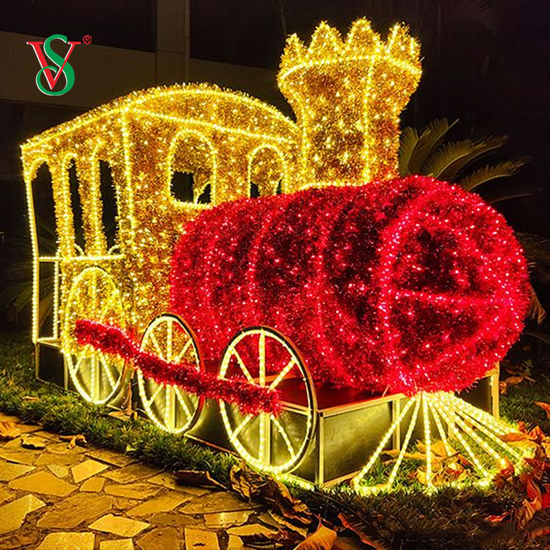 Grande Trem 3D para Decoração Comercial de Natal 