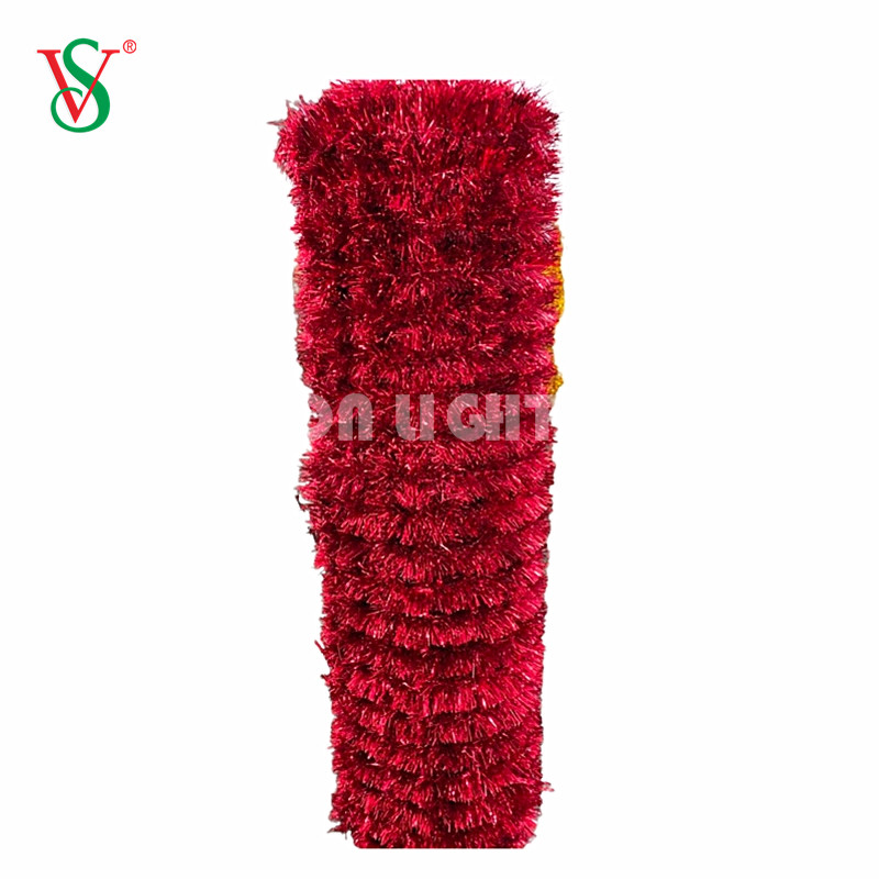 Pet Tinsel Garland Net Malha de carpete para Natal 2D e decoração de luz com motivo 3D