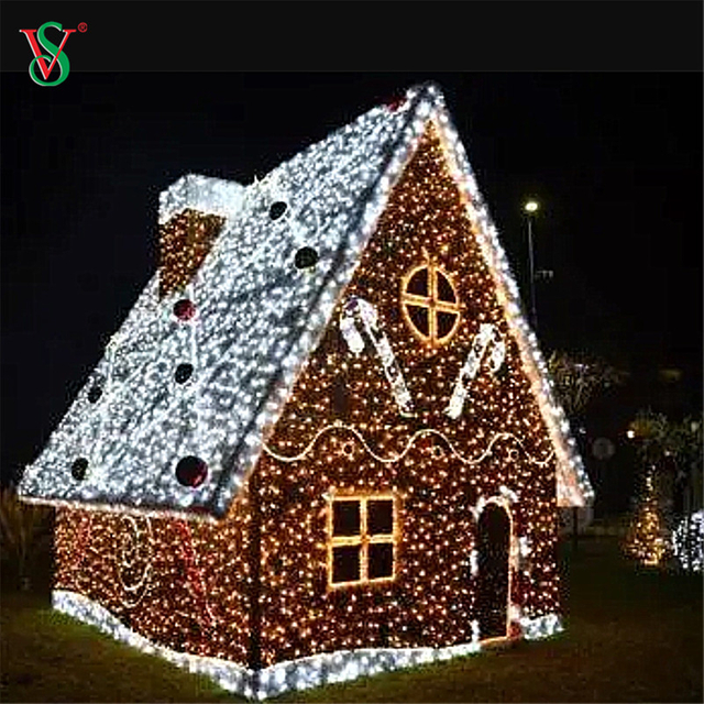Luz de LED 3D grande ao ar livre com tema de casa de gengibre para show de luzes de Natal