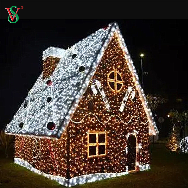Luz de LED 3D grande ao ar livre com tema de casa de gengibre para show de luzes de Natal